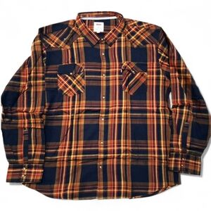 Men's Levi's Orange/Red/Navy Button Up Flannel In Size 3XL